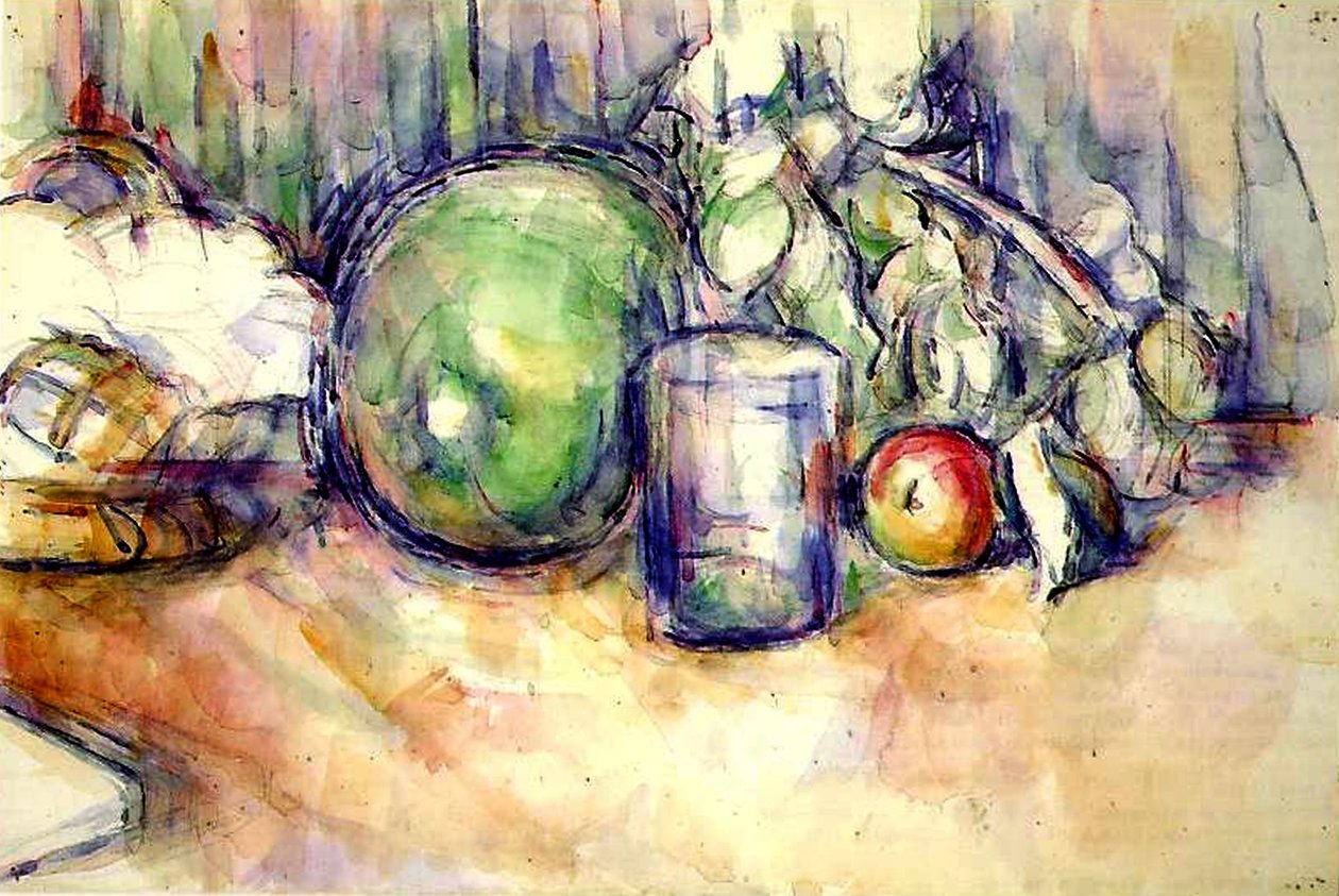 Stilleben med et glass, 1902-06 (wc og grafitt på papir) av Paul Cézanne