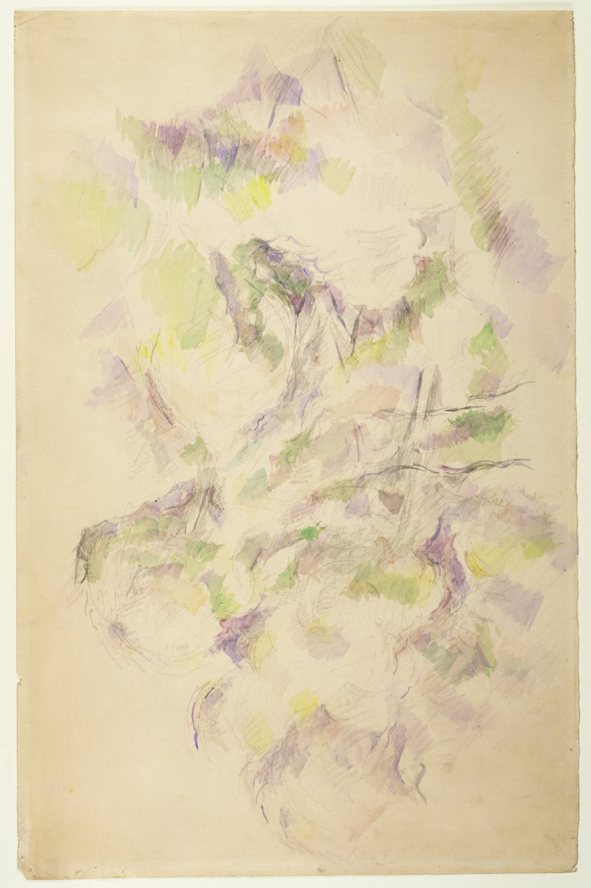 Studie for trær (blyant og wc) av Paul Cézanne