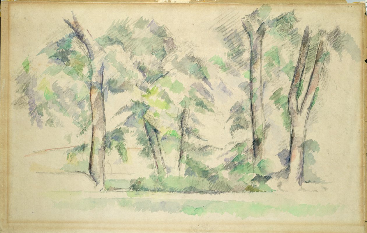 De store trærne ved Jas de Bouffan, ca. 1885-87 av Paul Cézanne