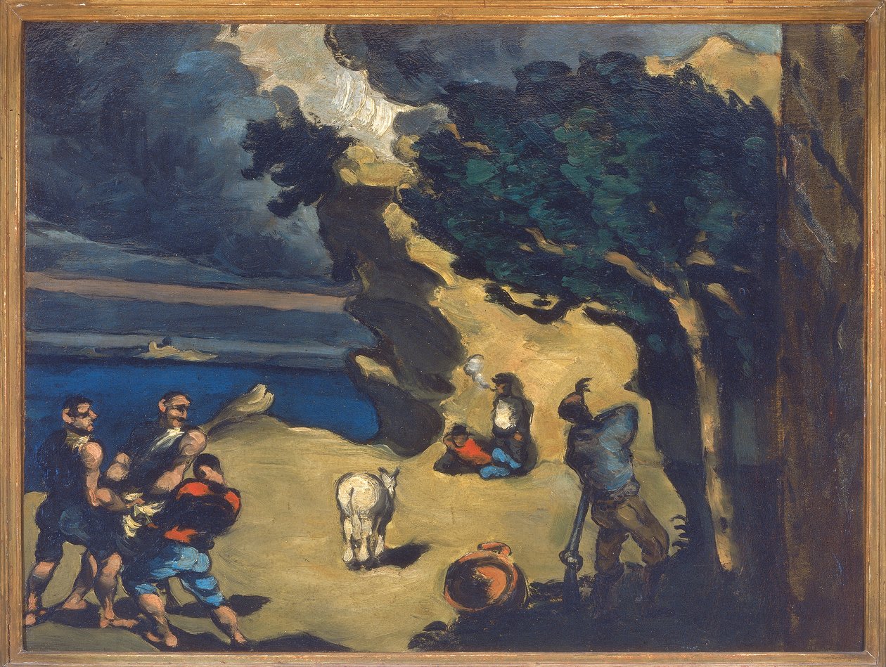 Tyvene og eselet, 1869-70 av Paul Cézanne