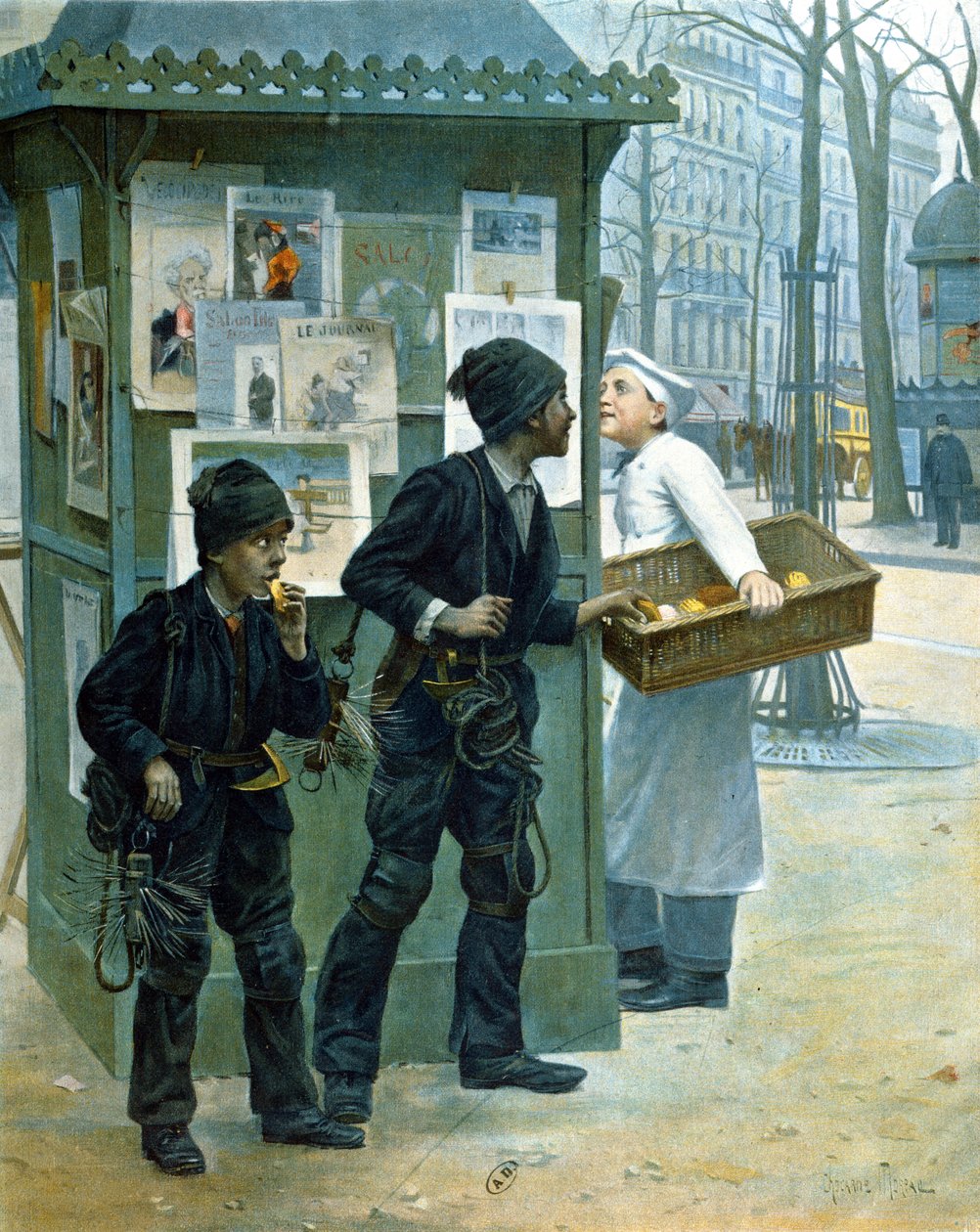 Skorsteinsfeiere som stjeler brød, 1897 av Paul Charles Chocarne Moreau
