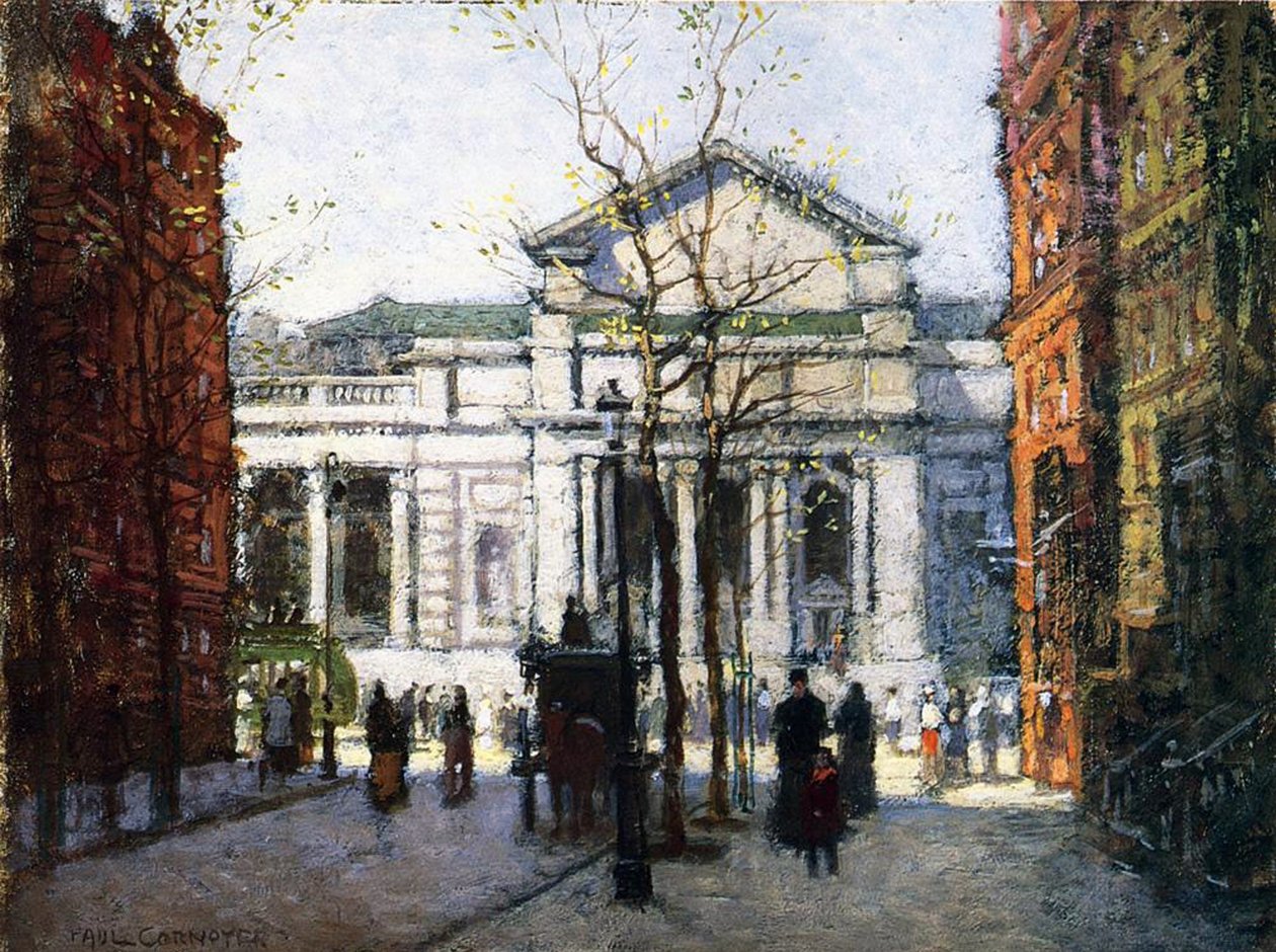 New York bibliotek av Paul Cornoyer