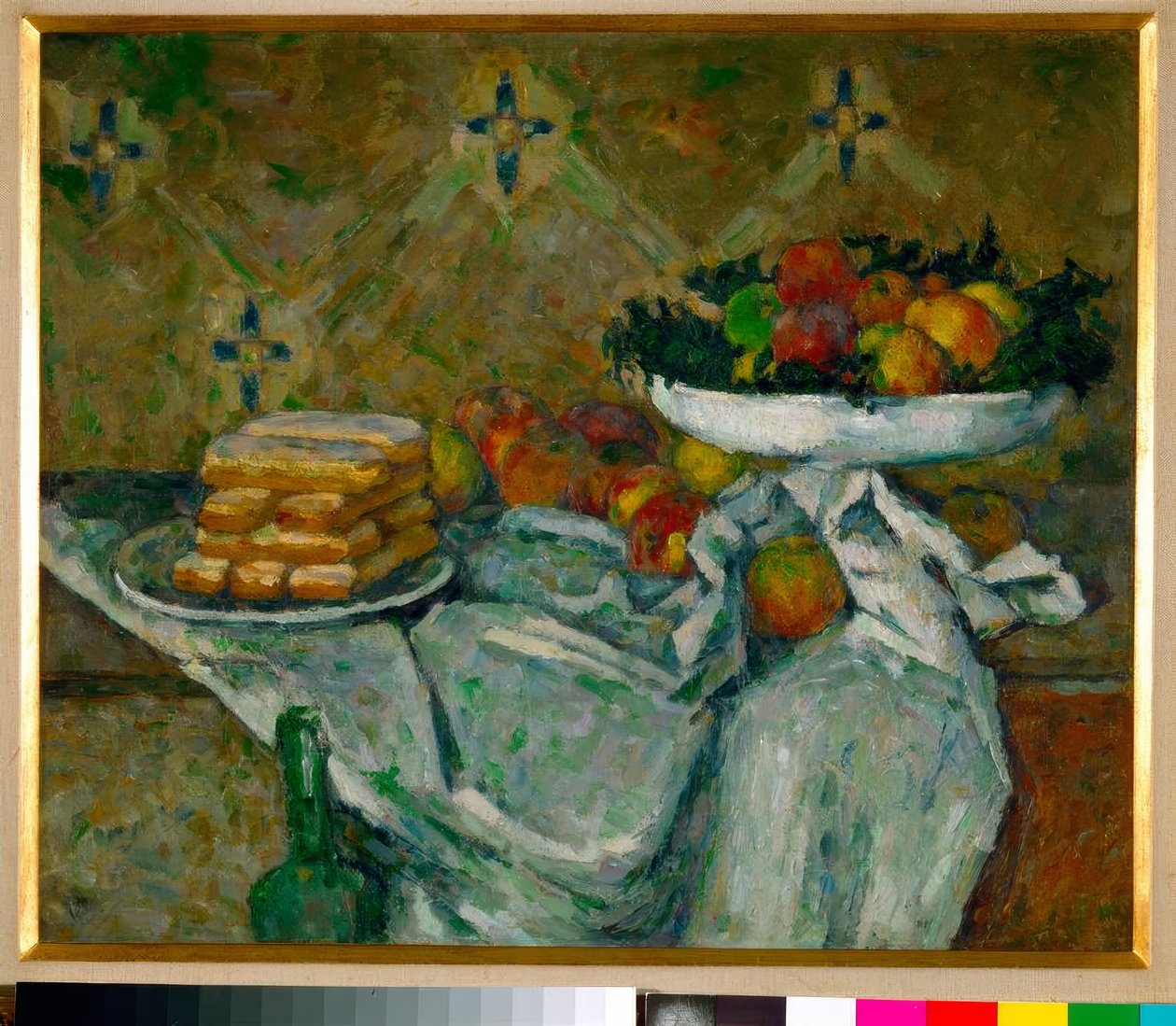 Fruktskål og tallerken med småkaker av Paul Cézanne