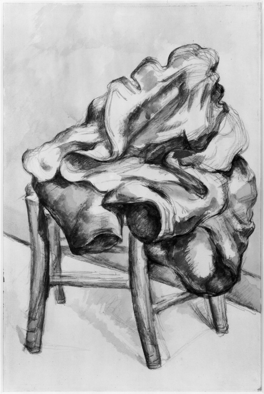 Draperi på en stol, 1980-1900 (blyant og wc-vask på papir) av Paul Cézanne