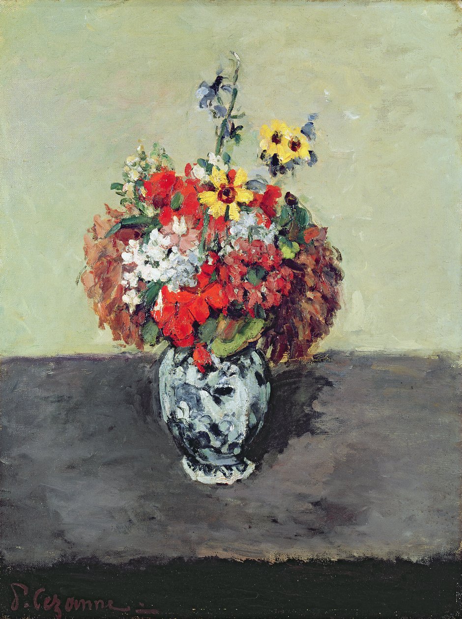 Blomster i en Delft-vase, ca. 1873-75 av Paul Cézanne