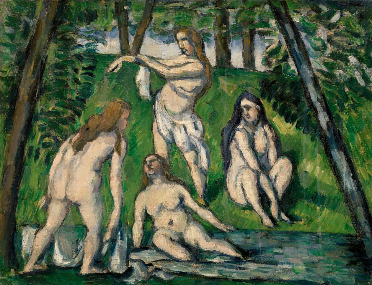 Fire badende, 1876-77 av Paul Cézanne