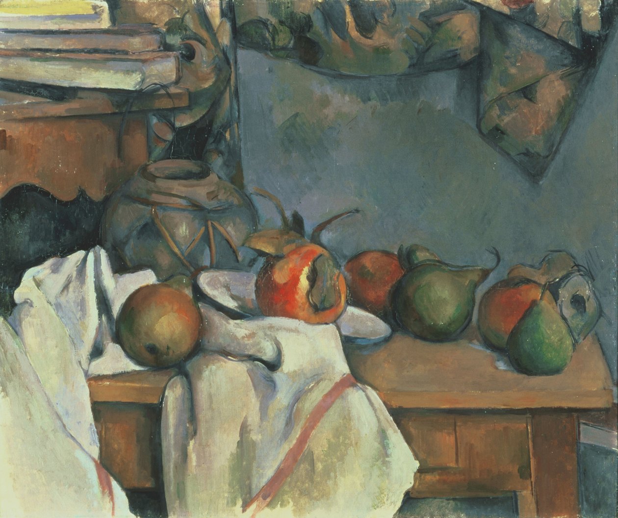 Ingefærpotte med granateple og pærer av Paul Cézanne