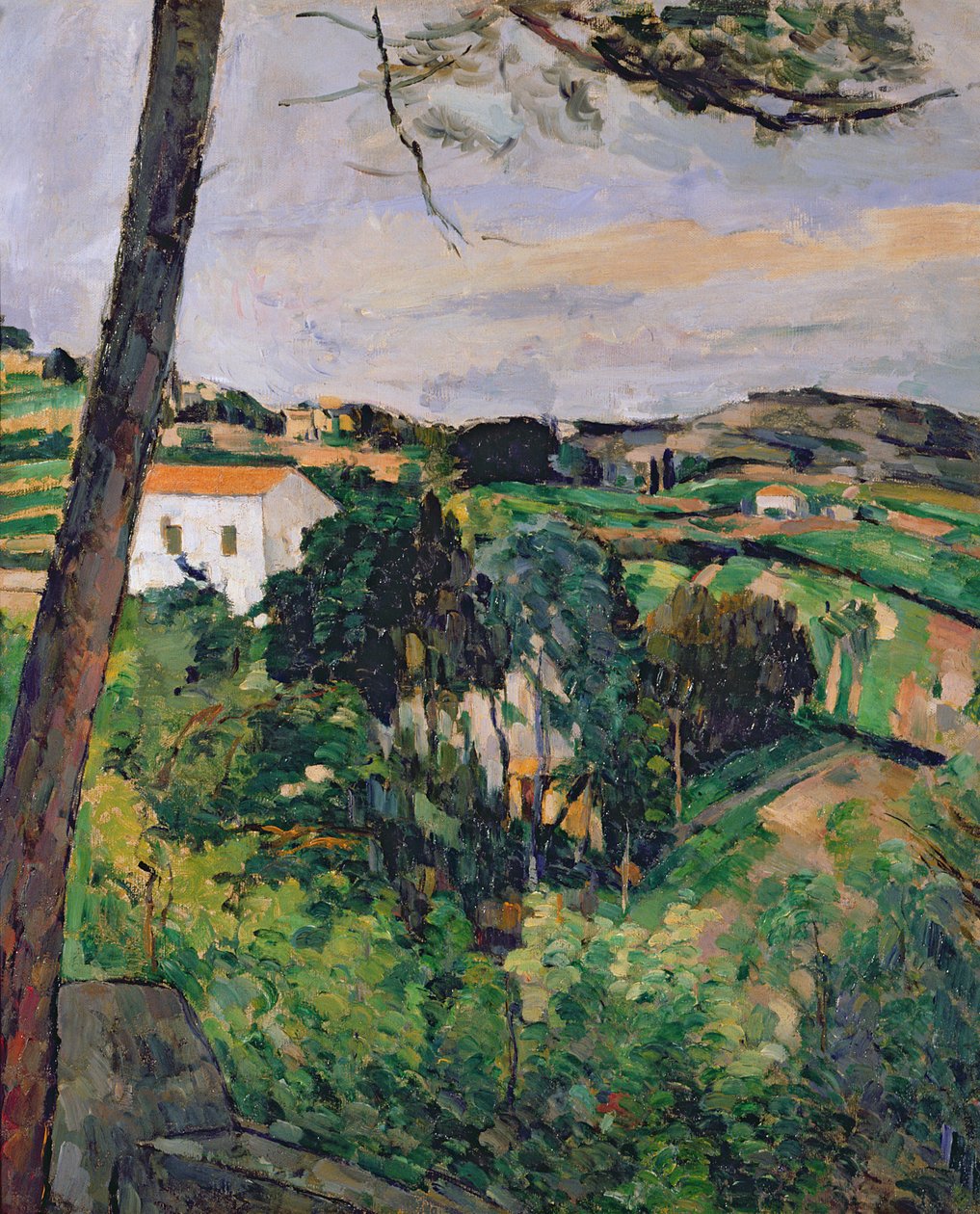 Landskap med rødt tak eller Furuen ved Estaque, 1875-76 (se også 287551) av Paul Cézanne