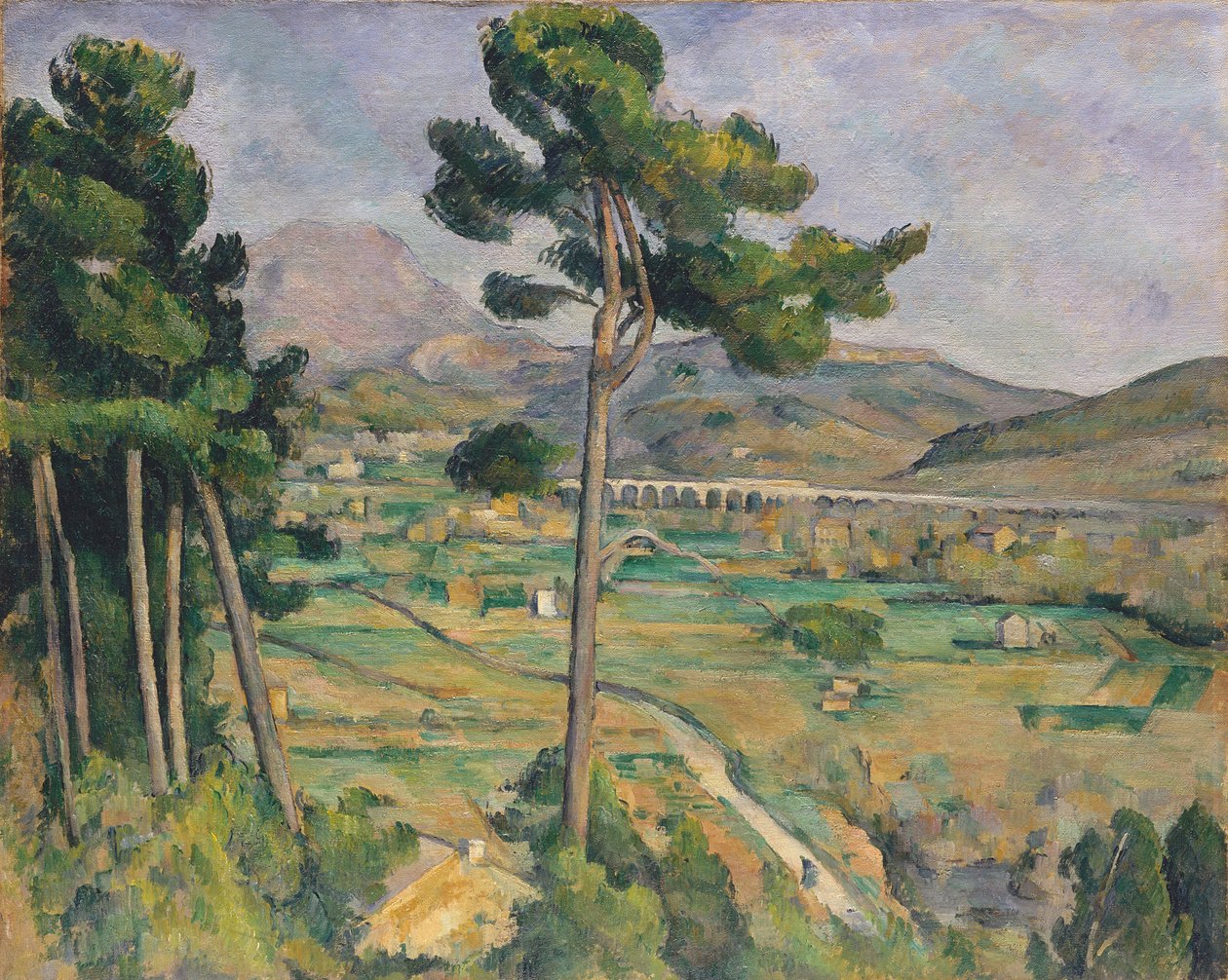 Landskap med viadukt: Montagne Sainte-Victoire, ca. 1885-87 av Paul Cézanne