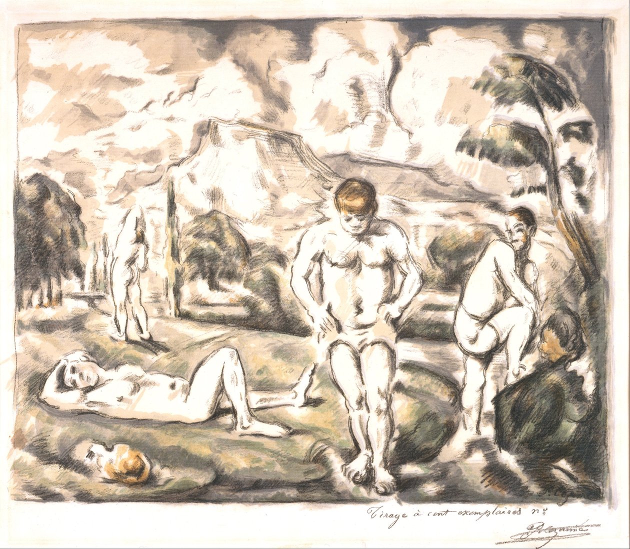 De store badegjestene av Paul Cézanne
