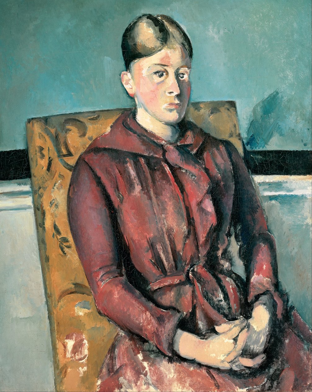Madame Cézanne i en gul lenestol av Paul Cézanne