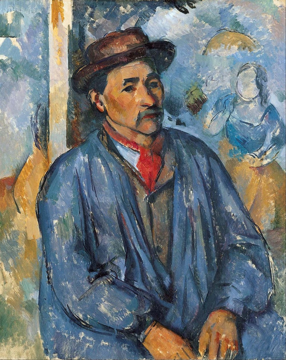 Mann i en blå smock av Paul Cézanne