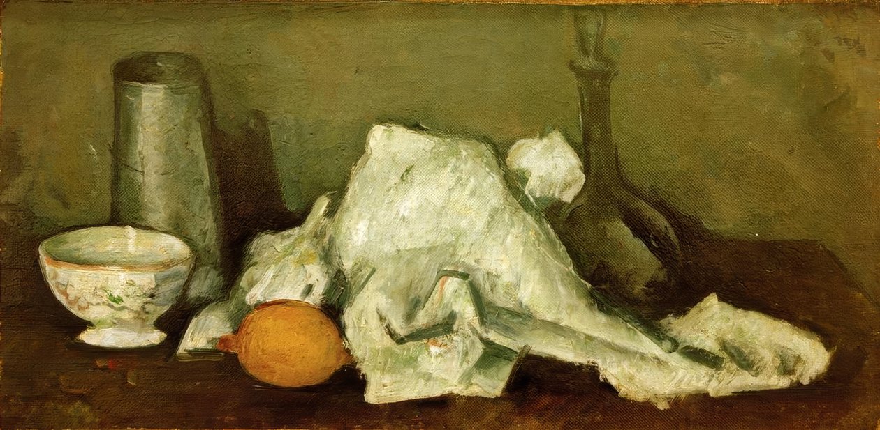 Melkekanne og sitron II av Paul Cézanne