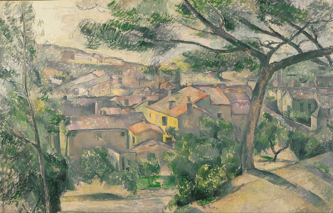 Morning View of LEstaque Against the Sunlight av Paul Cézanne