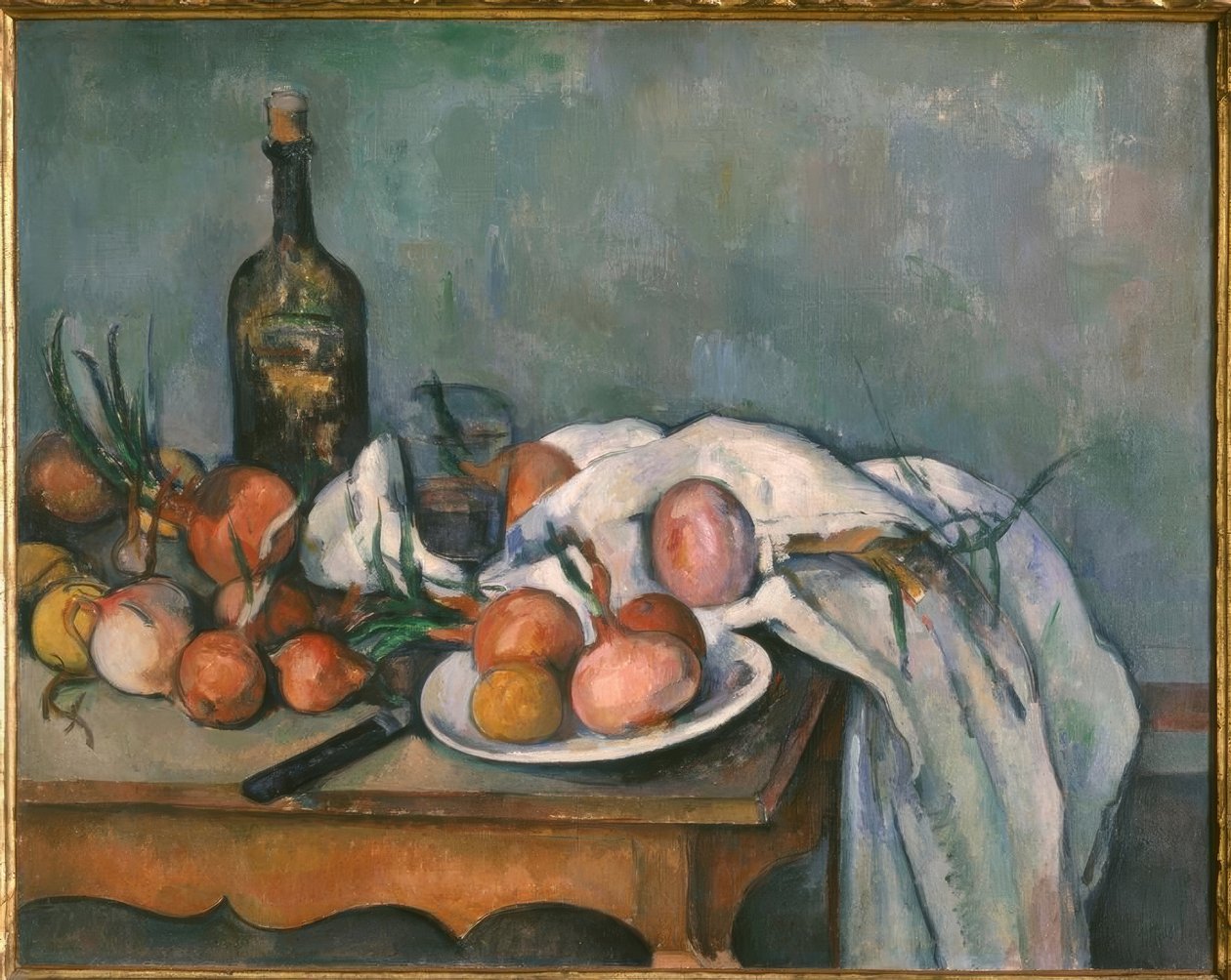 Stilleben med løk av Paul Cézanne
