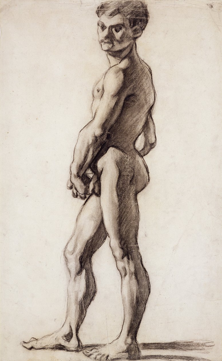 PD.55-1961 Naken mann, ca. 1863 (svart kritt på papir) av Paul Cézanne