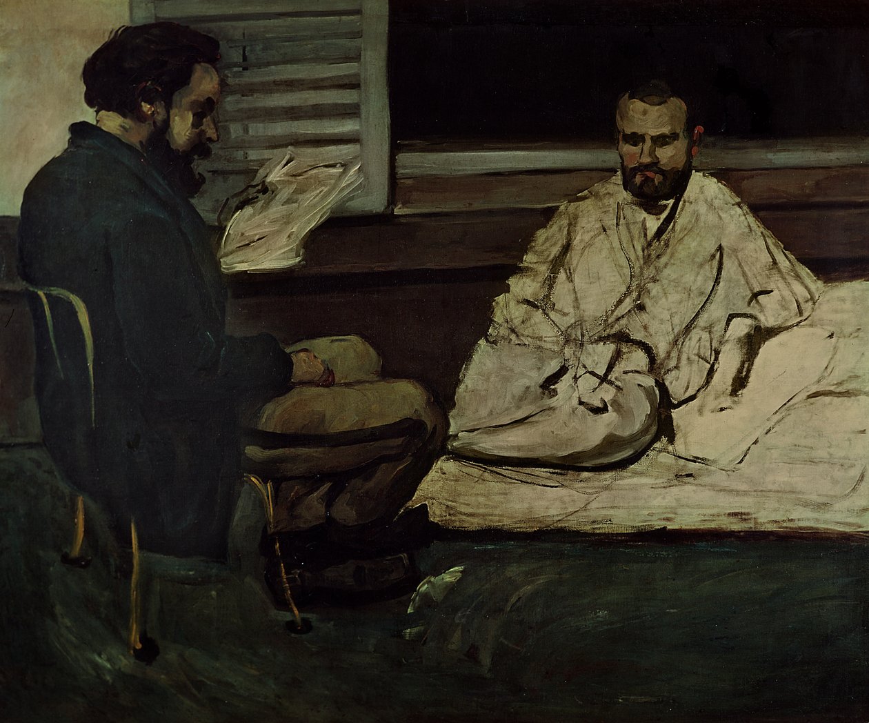 Paul Alexis (1847-1901) Leser et manuskript til Emile Zola (1840-1902) 1869-70 av Paul Cézanne