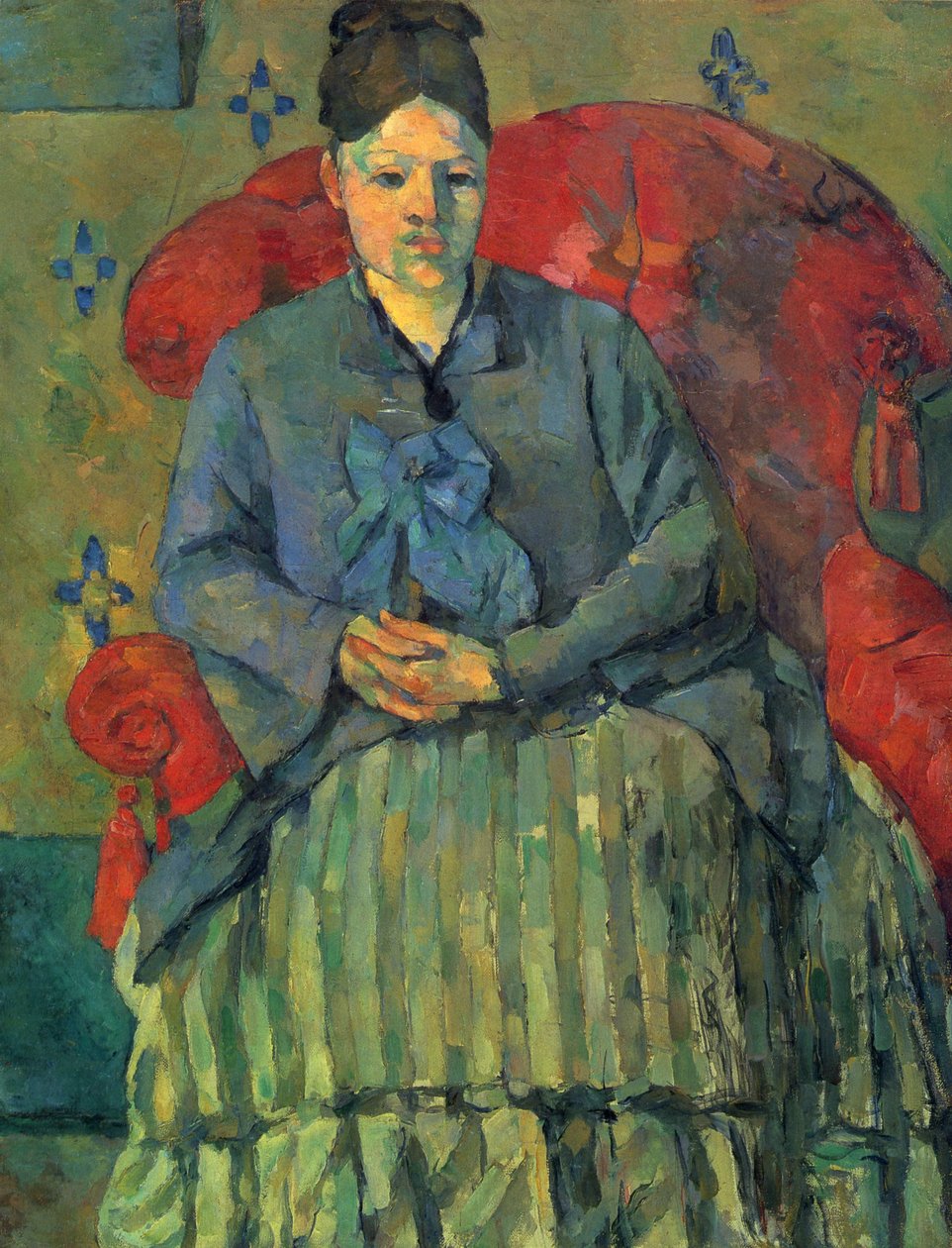 Portrett av fru Cézanne i en rød lenestol av Paul Cézanne
