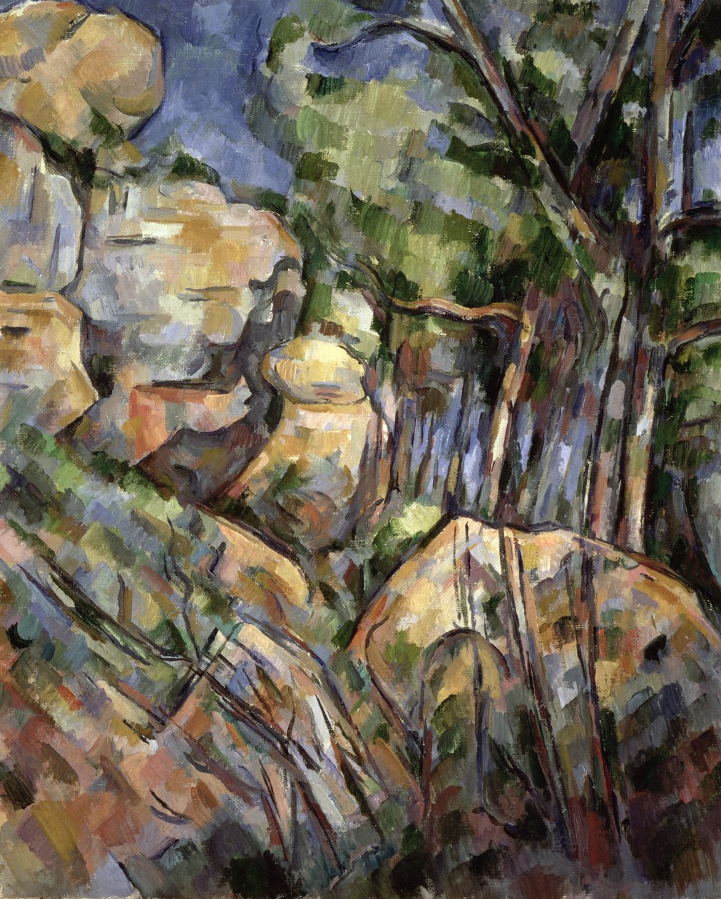 Steiner nær hulene nedenfor Chateau Noir, ca. 1904 av Paul Cézanne