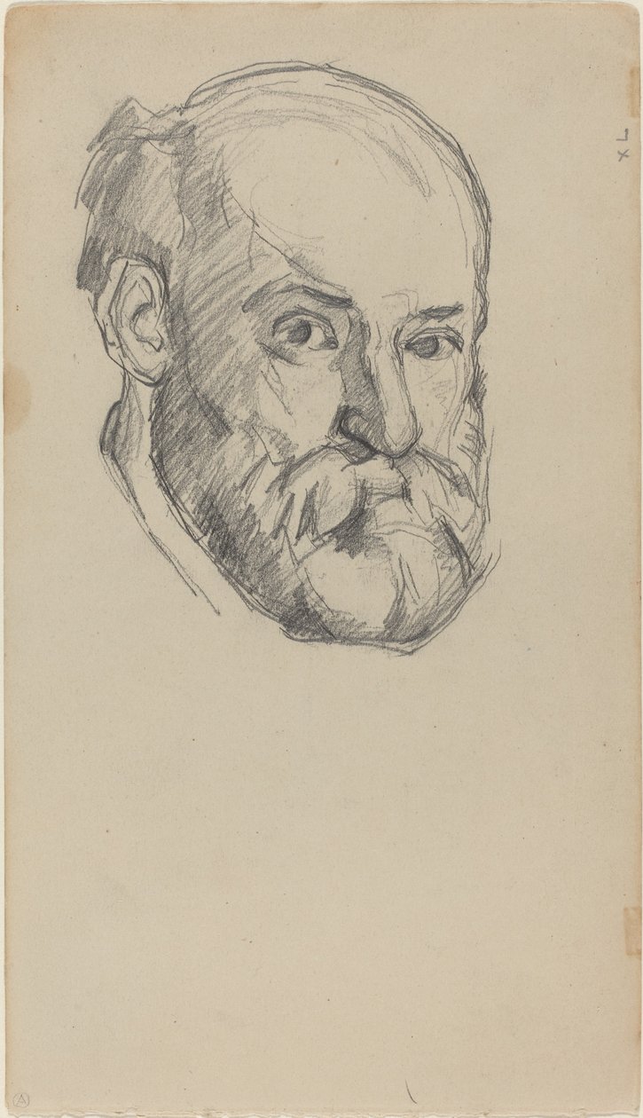 Selvportrett, ca. 1880-2 (grafitt på vevd papir) av Paul Cézanne