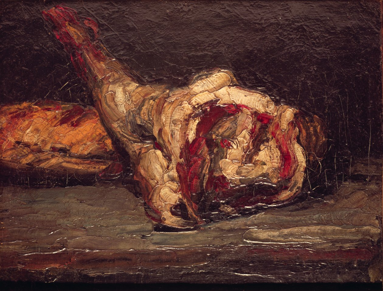 Stilleben av et bein av fårekjøtt og brød, 1865 av Paul Cézanne