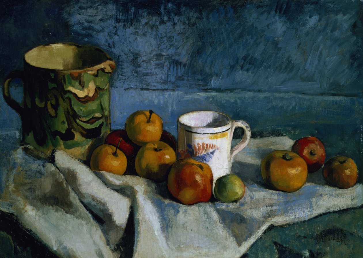 Stilleben med epler, kopp og mugge av Paul Cézanne