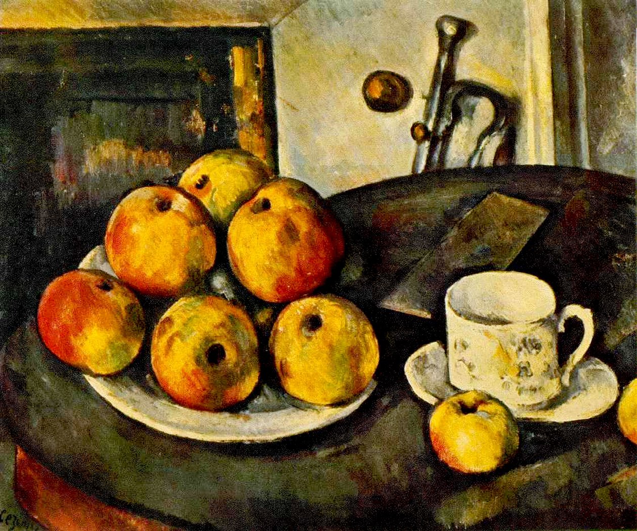 Stilleben med epler og en kopp, 1890-94 av Paul Cézanne