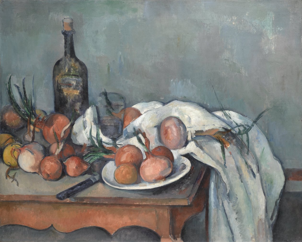 Stilleben med løk av Paul Cézanne