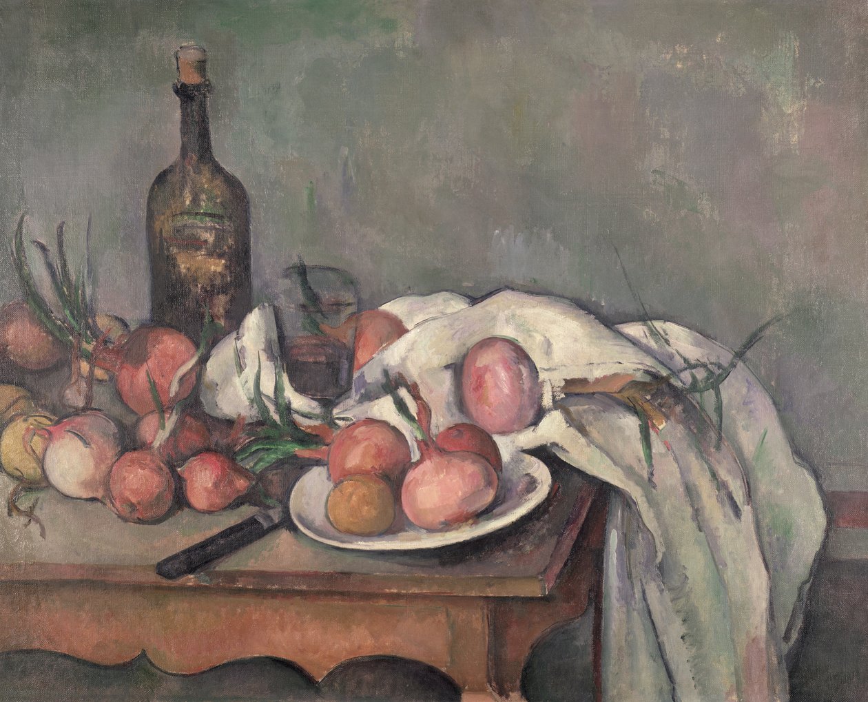 Stilleben med løk, ca. 1895 av Paul Cézanne