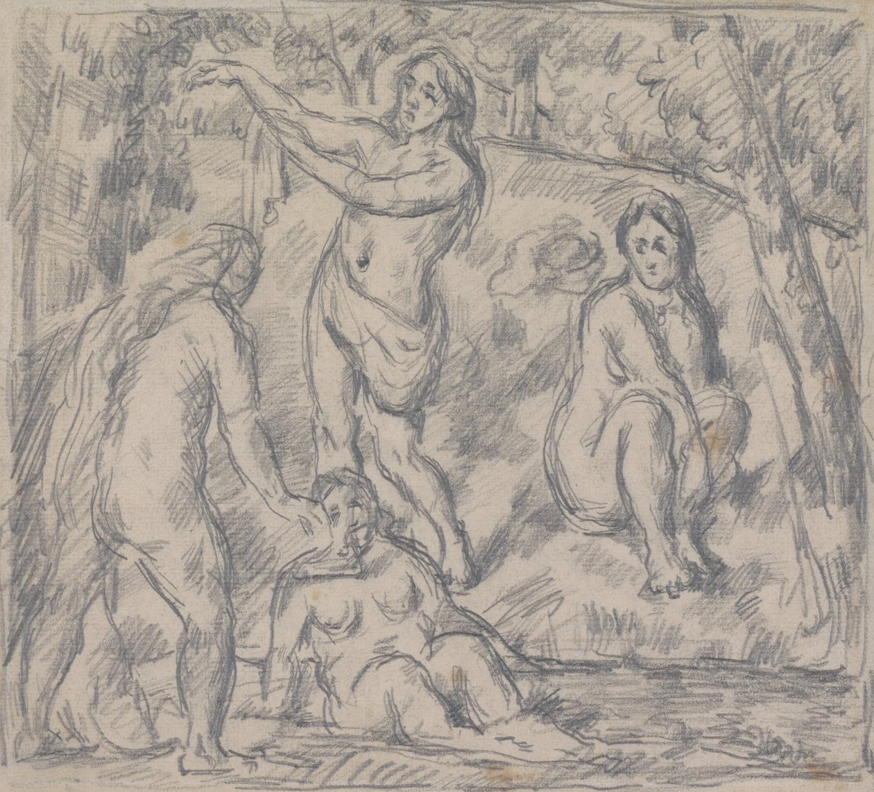 Studie av fire kvinner som bader av Paul Cézanne