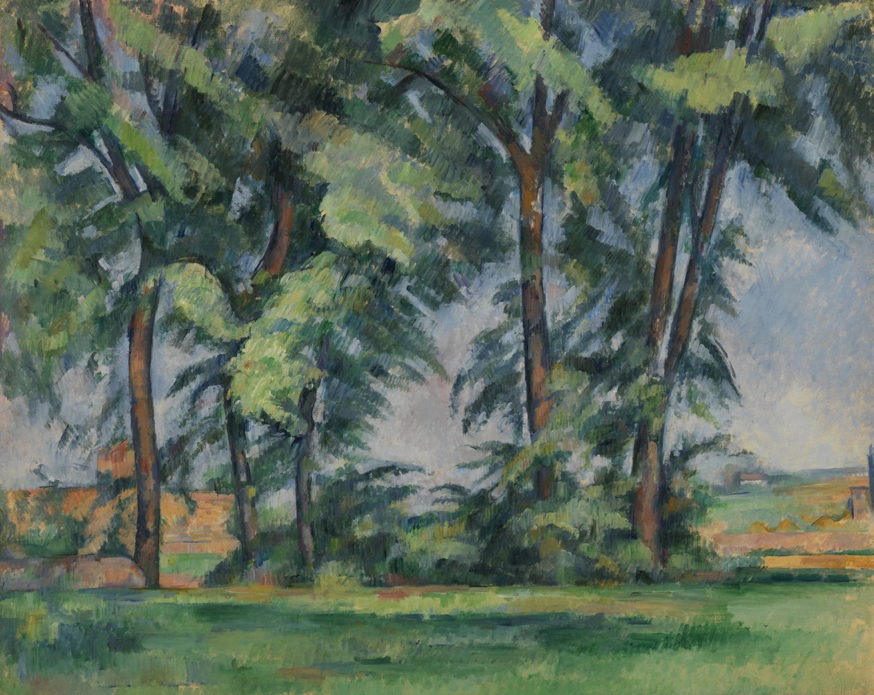 Høye trær ved Jas de Bouffan, ca. 1883 av Paul Cézanne