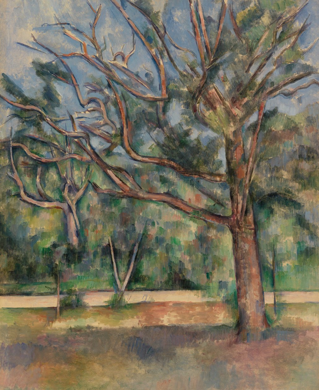 Trær og vei, ca. 1890 av Paul Cézanne
