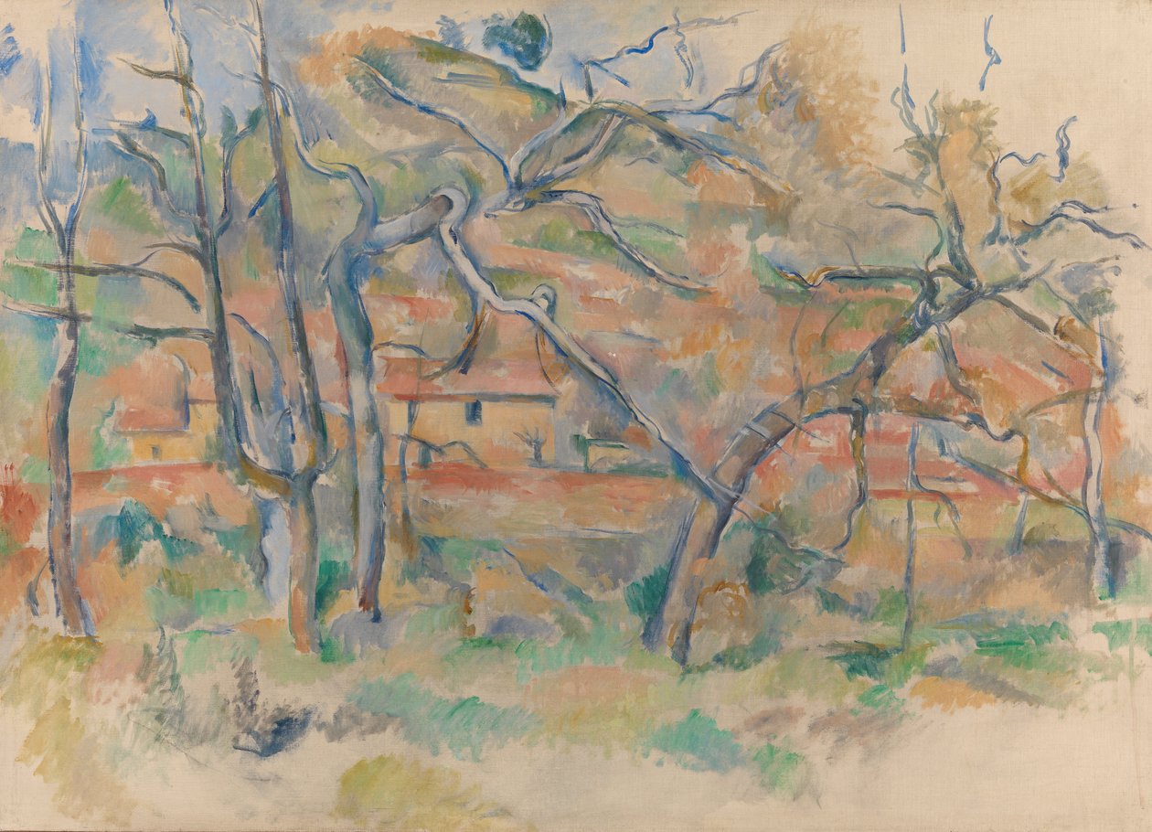Trær og hus, Provence av Paul Cézanne