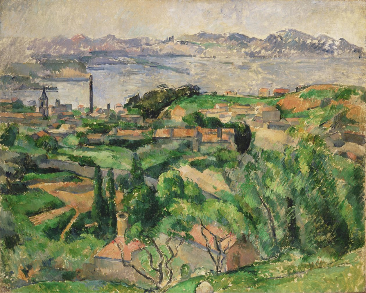 Utsikt over Marseillebukten med landsbyen Saint-Henri av Paul Cézanne