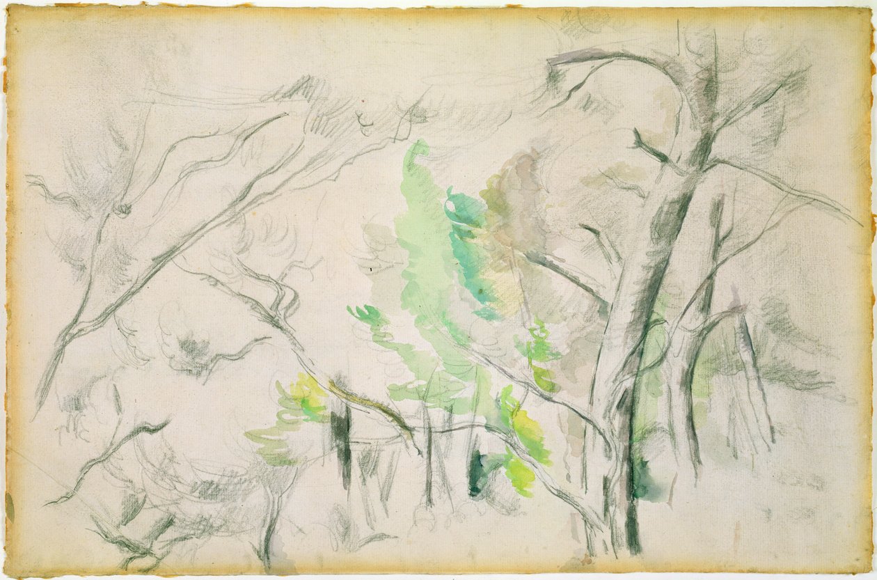 Woodside (wc på papir) av Paul Cézanne