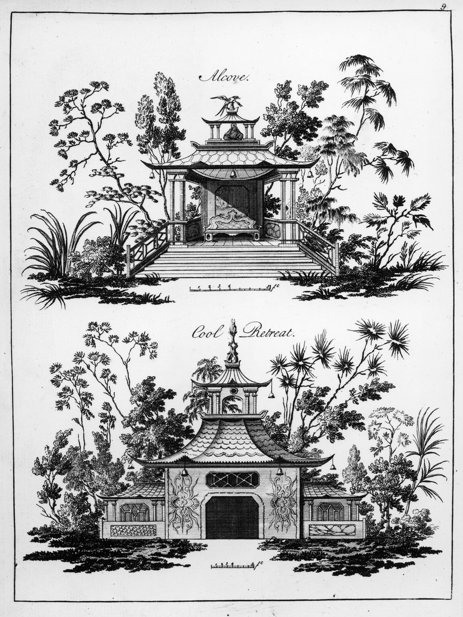 An Alcove and a Cool Retreat, fra 'Chinese Architecture, Civil and Ornamental', utgitt 1759 av Paul Decker