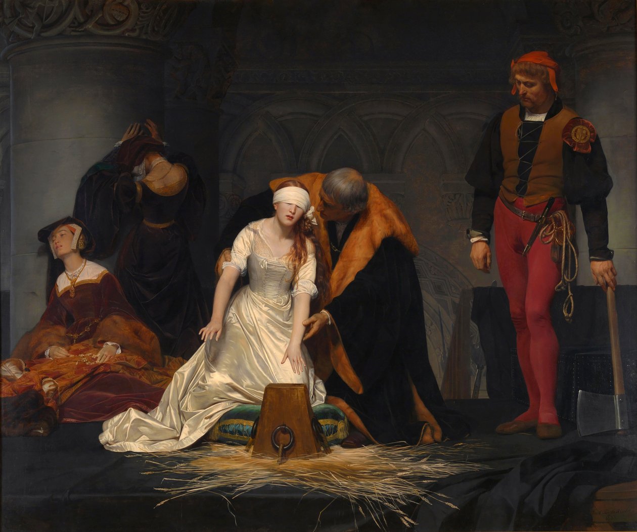 Henrettelsen av Lady Jane Gray i Tower of London, AD 1554 av Paul Delaroche