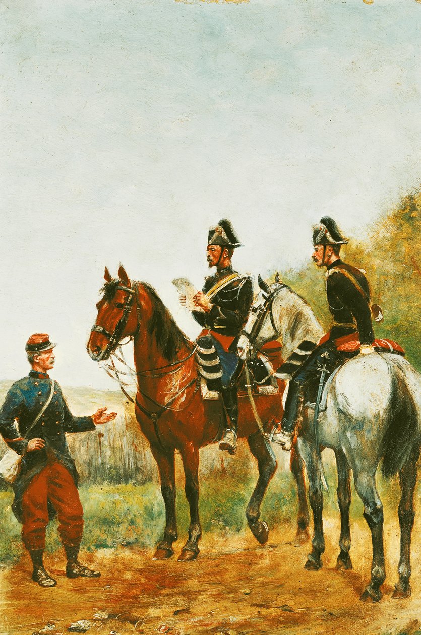 Politifolk på inspeksjonstur og sjekker en tjenestemann i 1885 av Paul Emile Leon Perboyre