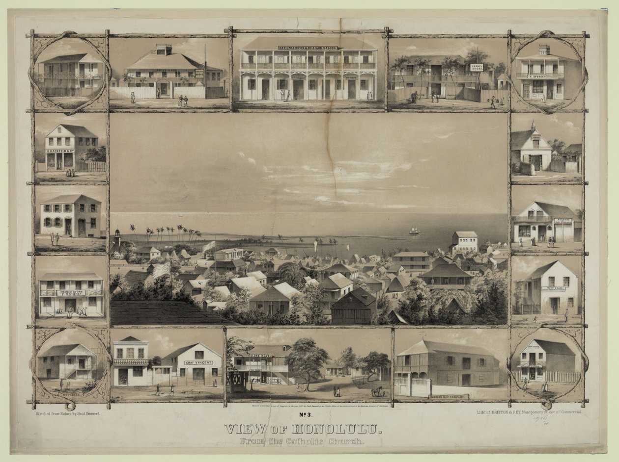 Nr. 3. Utsikt over Honolulu. Fra den katolske kirke av Paul Emmert