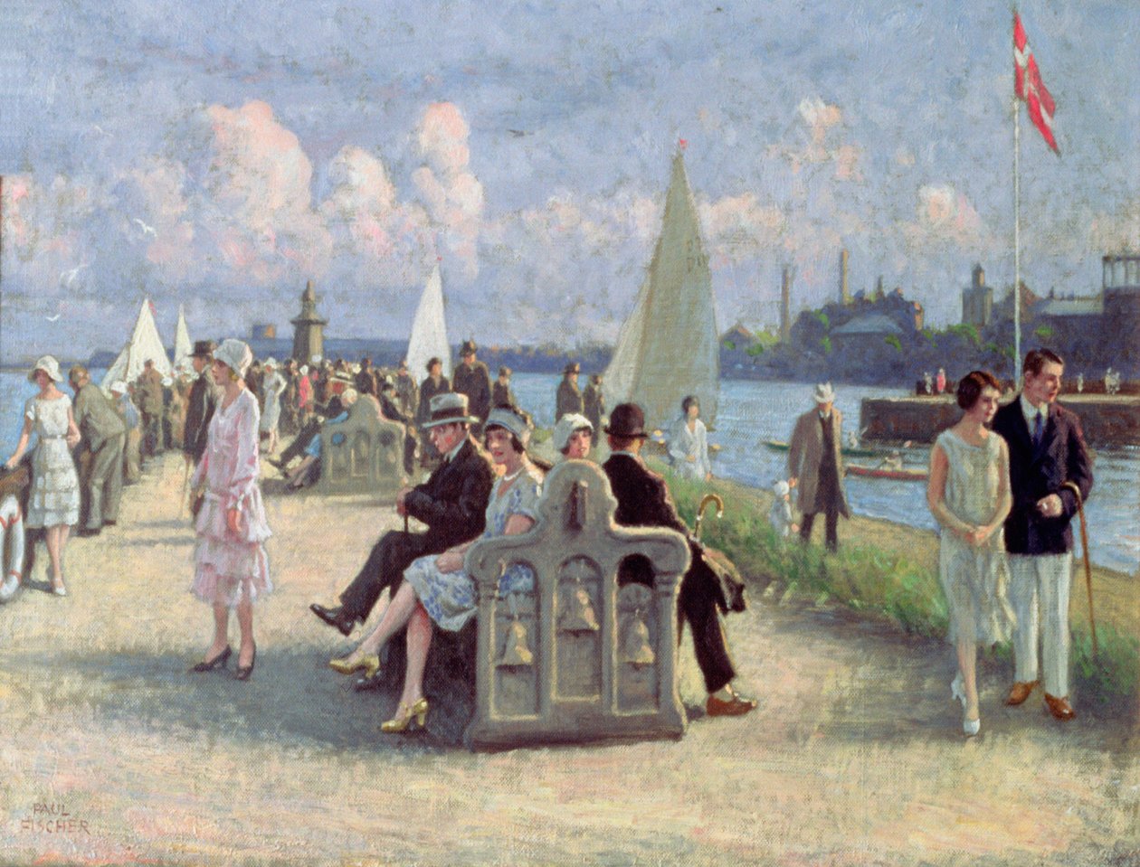 Folk på en promenade av Paul Fischer