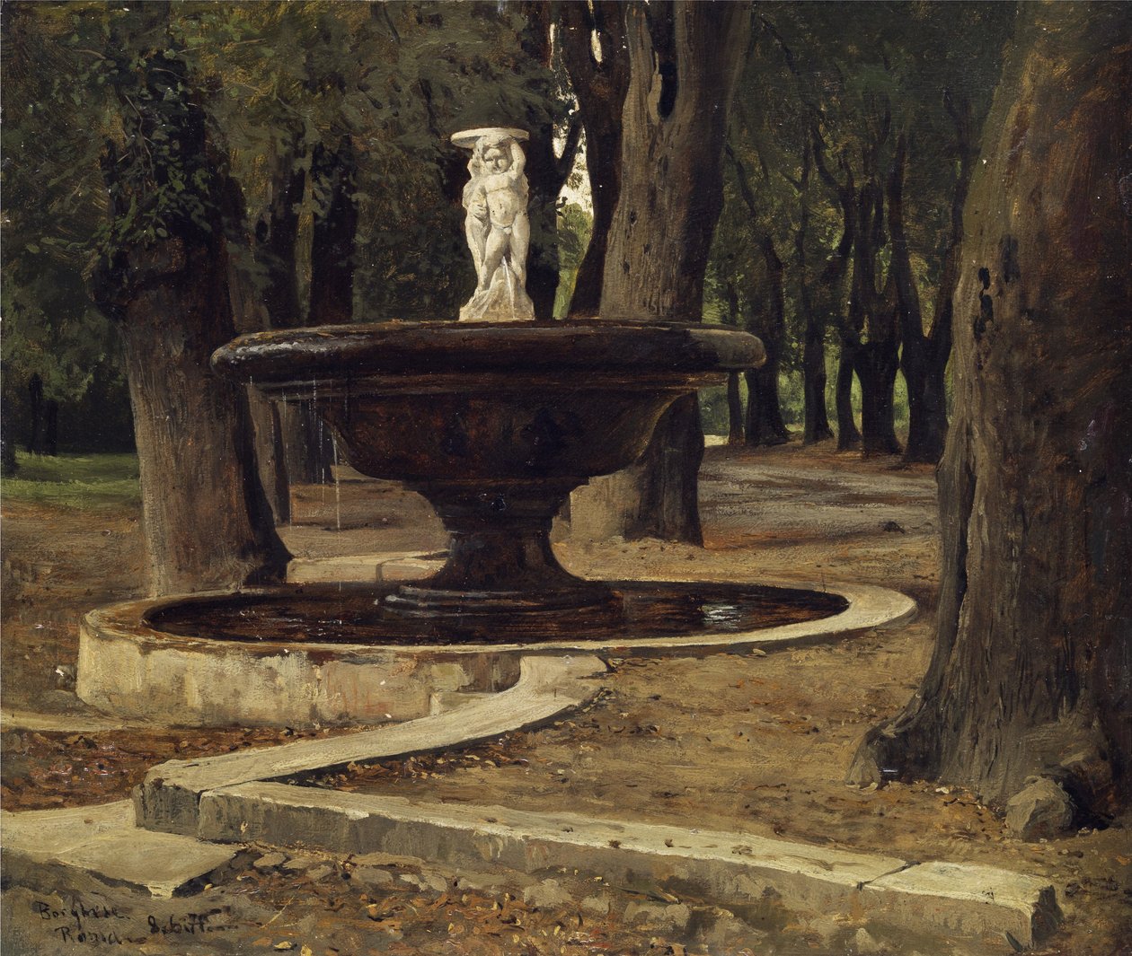 Fontene i parken Villa Borghese i Roma av Paul Flickel