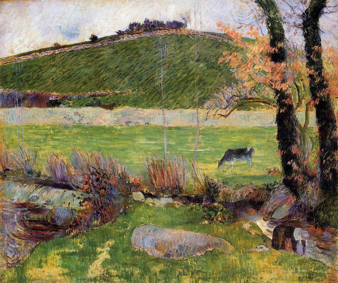 En eng på bredden av Aven av Paul Gauguin