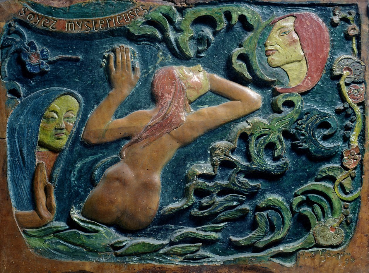 Vær mystisk, 1890 (tre) av Paul Gauguin