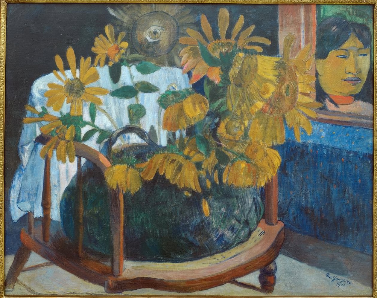 Solsikkeblomster i lenestol II av Paul Gauguin
