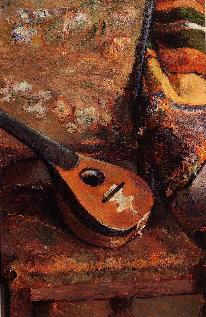 Mandolin på en stol av Paul Gauguin
