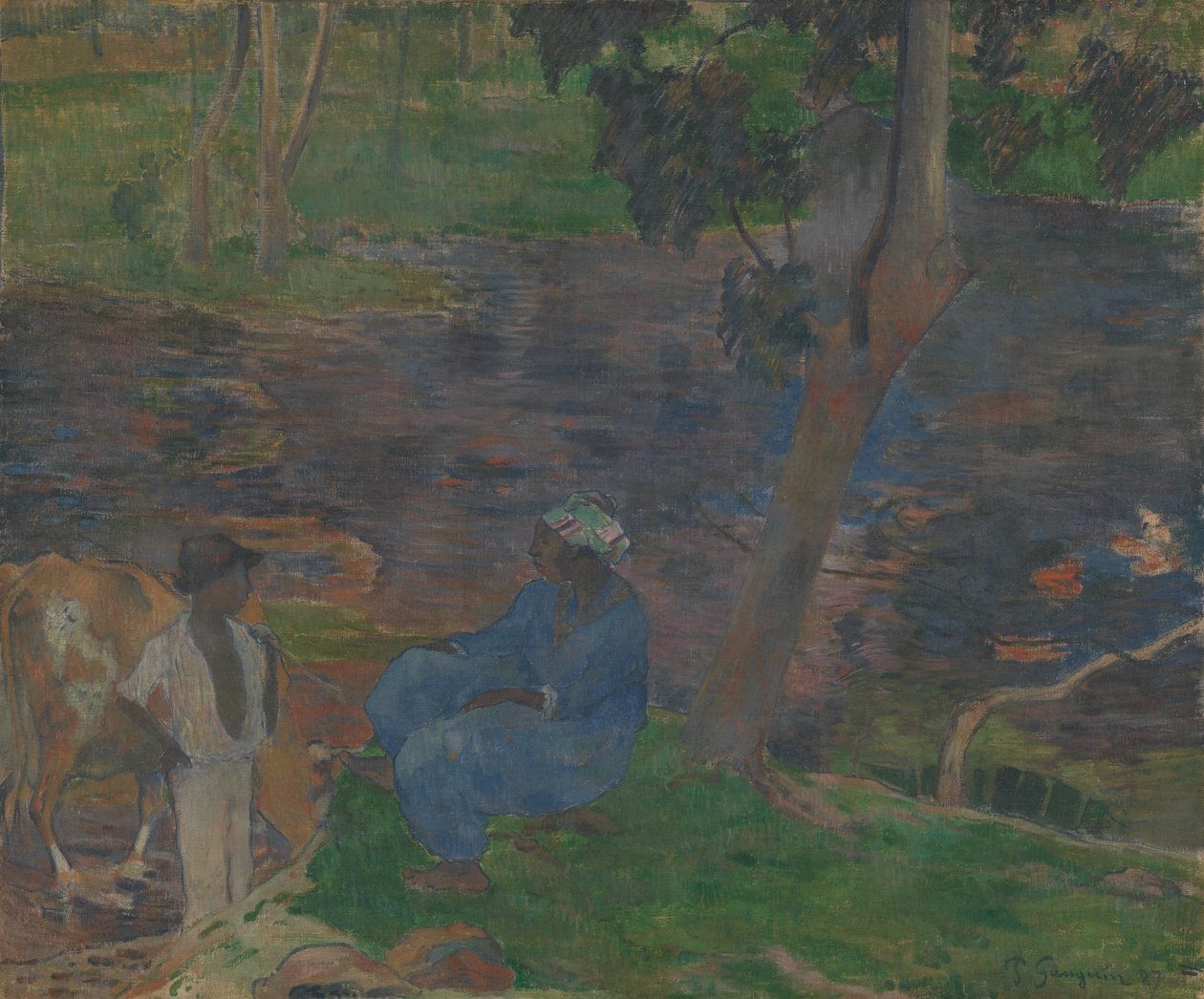 På bredden av elven på Martinique av Paul Gauguin
