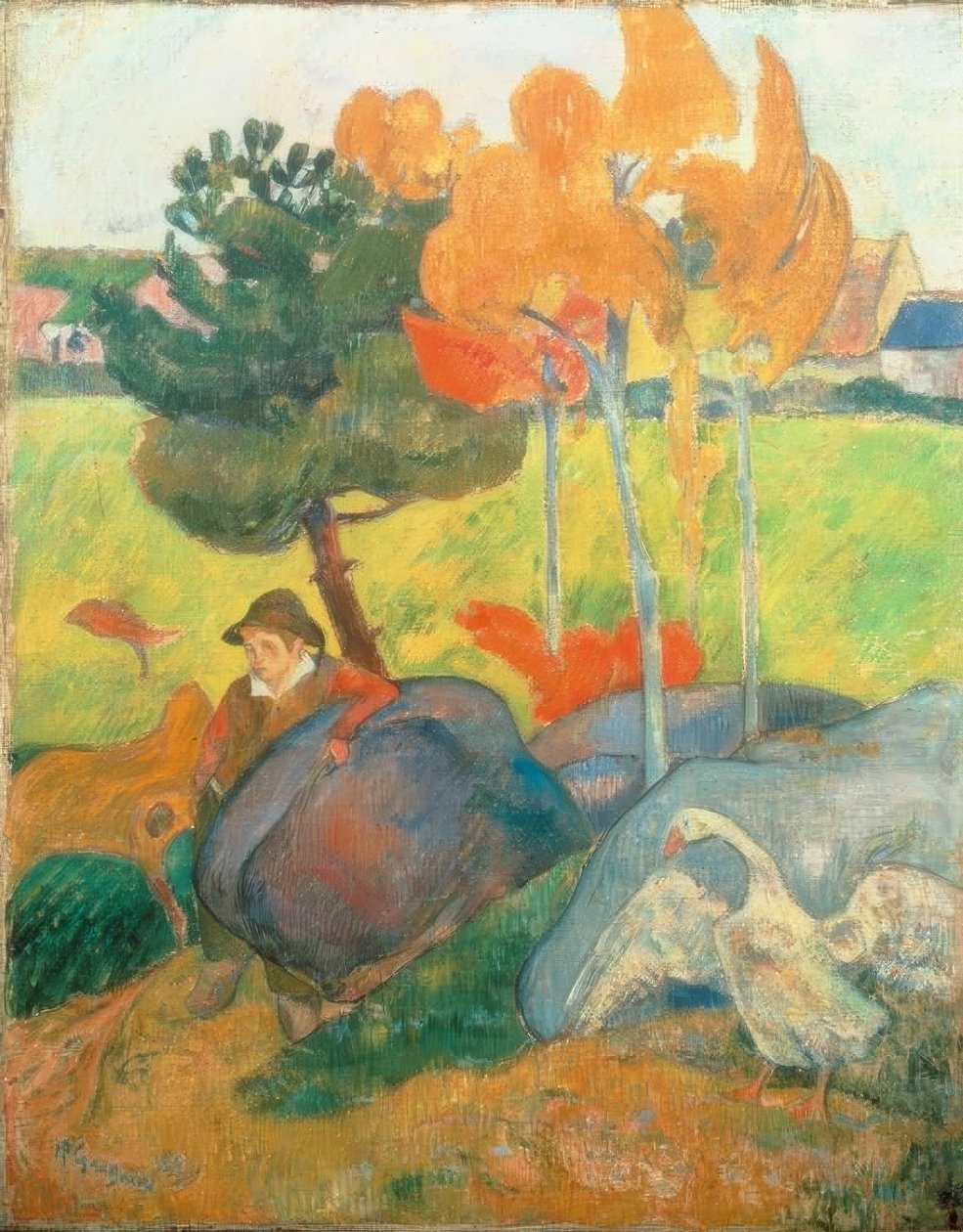 Petit Breton med gås av Paul Gauguin