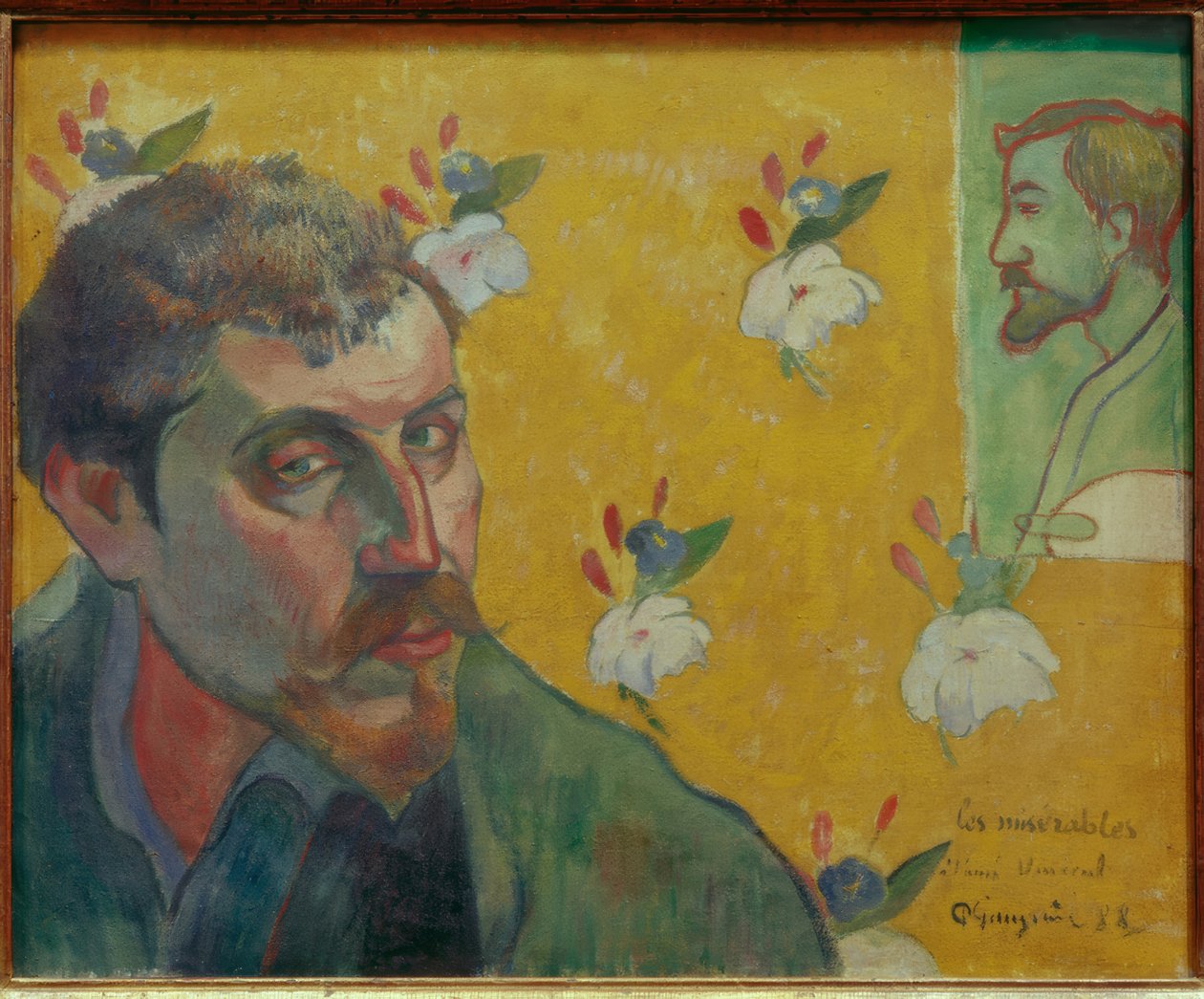 Selvportrett med et portrett av Bernard, dedikert til Vincent van Gogh (Les Misérables) av Paul Gauguin