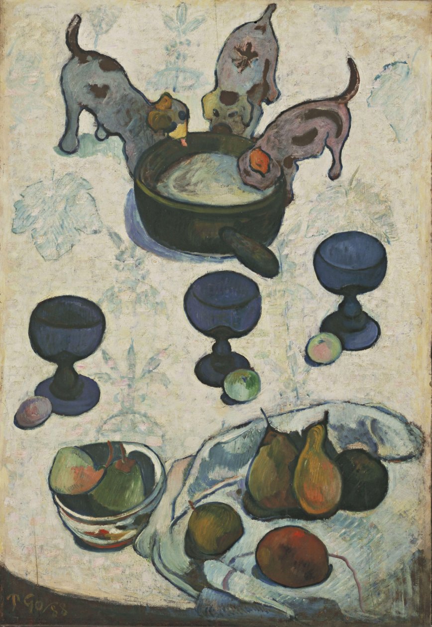 Stilleben med tre valper av Paul Gauguin
