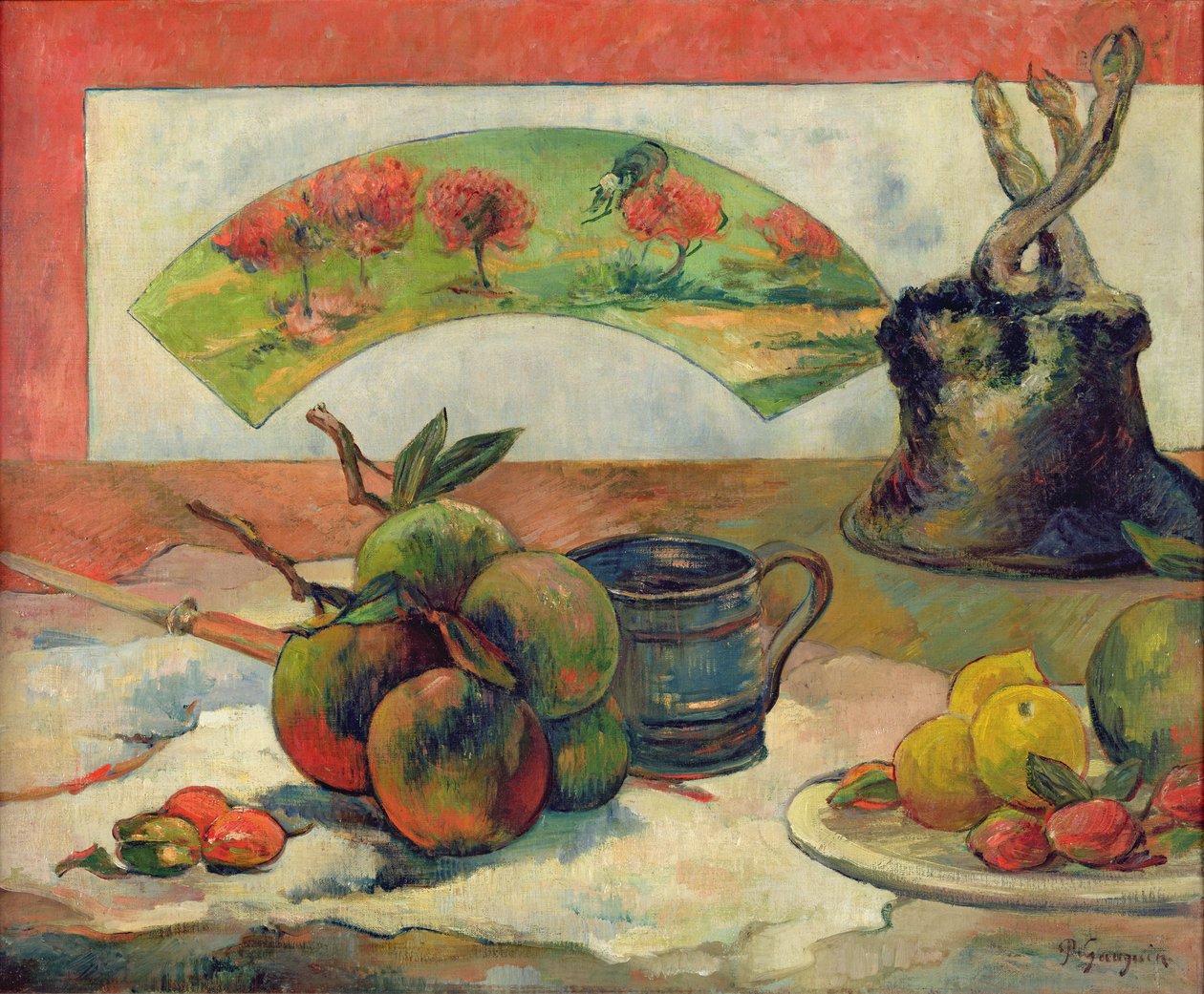 Stilleben med en vifte, ca. 1889 av Paul Gauguin